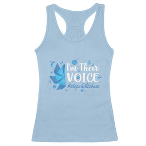 Child Abuse Prevention Awareness I'm Their Voice Racerback Tank Top Blue Pinwheels TS11 Light Blue Print Your Wear