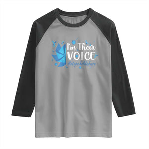 Child Abuse Prevention Awareness I'm Their Voice Raglan Shirt Blue Pinwheels TS11 Sport Gray Black Print Your Wear