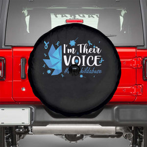Child Abuse Prevention Awareness I'm Their Voice Spare Tire Cover Blue Pinwheels TS11 Black Print Your Wear