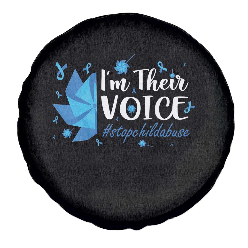 Child Abuse Prevention Awareness I'm Their Voice Spare Tire Cover Blue Pinwheels TS11 Print Your Wear