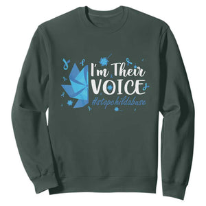 Child Abuse Prevention Awareness I'm Their Voice Sweatshirt Blue Pinwheels TS11 Dark Forest Green Print Your Wear