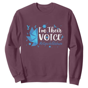 Child Abuse Prevention Awareness I'm Their Voice Sweatshirt Blue Pinwheels TS11 Maroon Print Your Wear