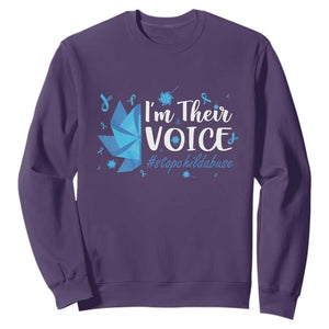 Child Abuse Prevention Awareness I'm Their Voice Sweatshirt Blue Pinwheels TS11 Purple Print Your Wear