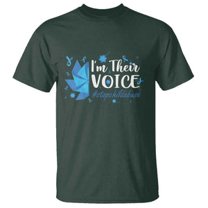 Child Abuse Prevention Awareness I'm Their Voice T Shirt Blue Pinwheels TS11 Dark Forest Green Print Your Wear