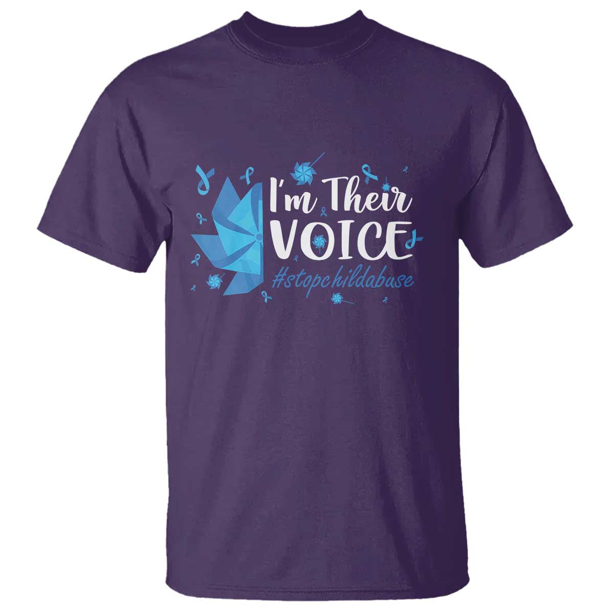 Child Abuse Prevention Awareness I'm Their Voice T Shirt Blue Pinwheels TS11 Purple Print Your Wear
