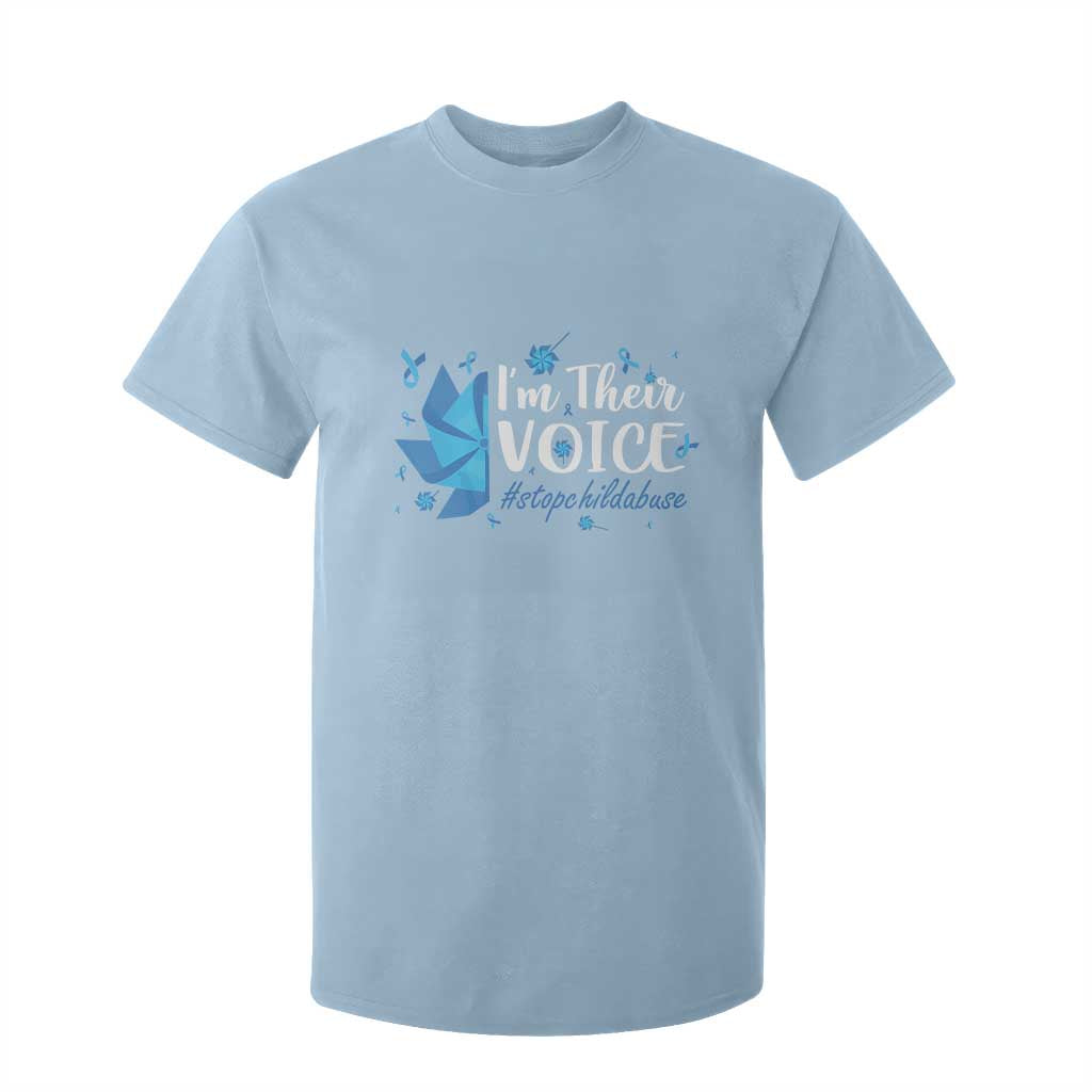 Child Abuse Prevention Awareness I'm Their Voice T Shirt For Kid Blue Pinwheels TS11 Light Blue Print Your Wear