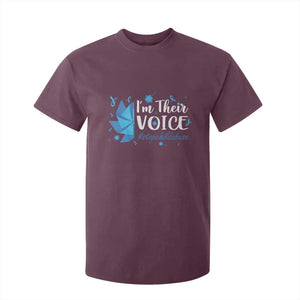 Child Abuse Prevention Awareness I'm Their Voice T Shirt For Kid Blue Pinwheels TS11 Maroon Print Your Wear