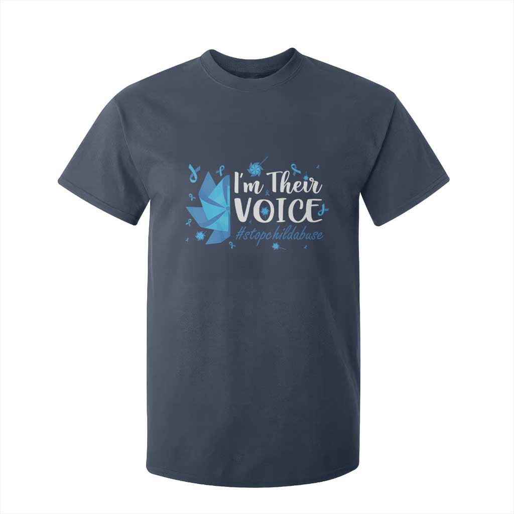 Child Abuse Prevention Awareness I'm Their Voice T Shirt For Kid Blue Pinwheels TS11 Navy Print Your Wear