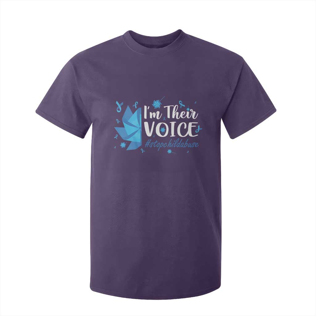 Child Abuse Prevention Awareness I'm Their Voice T Shirt For Kid Blue Pinwheels TS11 Purple Print Your Wear