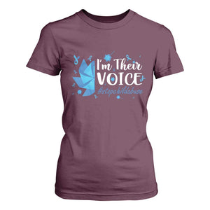 Child Abuse Prevention Awareness I'm Their Voice T Shirt For Women Blue Pinwheels TS11 Maroon Print Your Wear