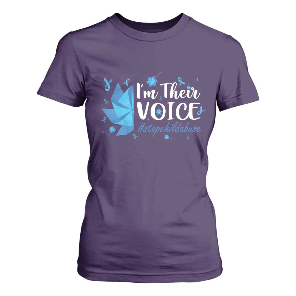 Child Abuse Prevention Awareness I'm Their Voice T Shirt For Women Blue Pinwheels TS11 Purple Print Your Wear