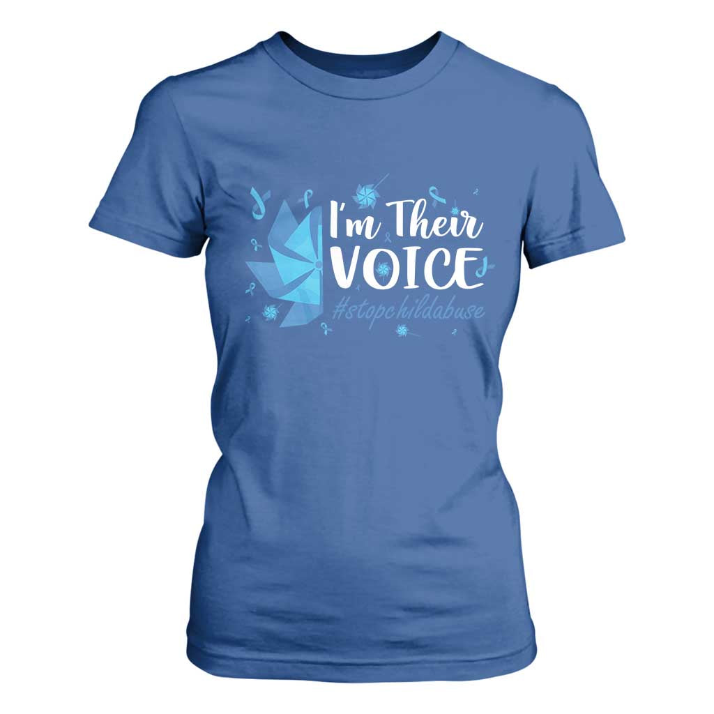 Child Abuse Prevention Awareness I'm Their Voice T Shirt For Women Blue Pinwheels TS11 Royal Blue Print Your Wear