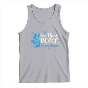 Child Abuse Prevention Awareness I'm Their Voice Tank Top Blue Pinwheels TS11 Athletic Heather Print Your Wear