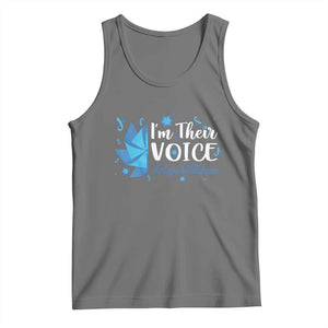 Child Abuse Prevention Awareness I'm Their Voice Tank Top Blue Pinwheels TS11 Black Heather Print Your Wear