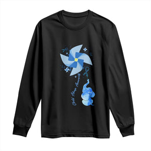 Child Abuse Prevention Awareness Long Sleeve Shirt Pinwheel Elephant TS11 Black Print Your Wear