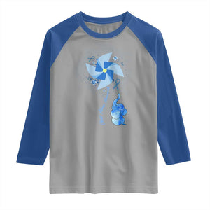 Child Abuse Prevention Awareness Raglan Shirt Pinwheel Elephant TS11 Sport Gray Royal Print Your Wear
