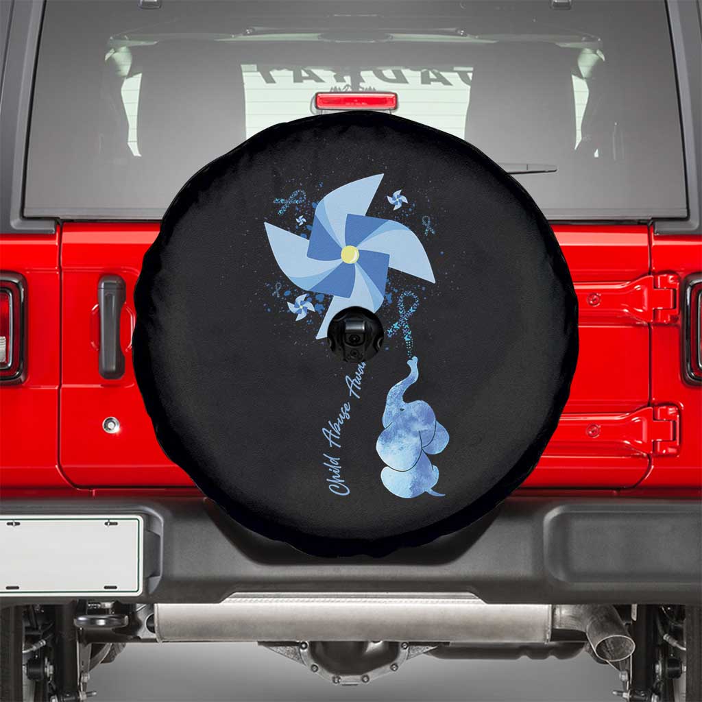Child Abuse Prevention Awareness Spare Tire Cover Pinwheel Elephant TS11 Black Print Your Wear