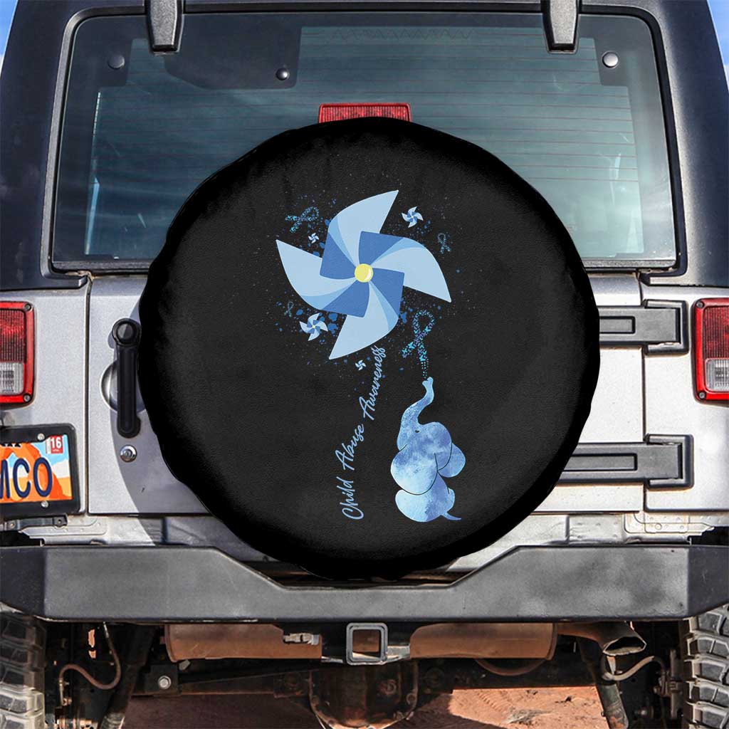 Child Abuse Prevention Awareness Spare Tire Cover Pinwheel Elephant TS11 No hole Black Print Your Wear