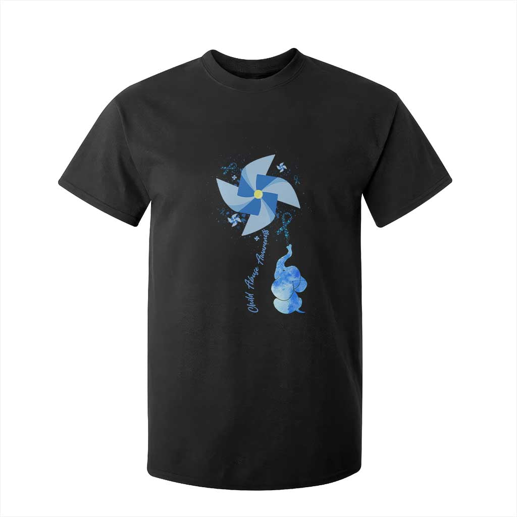 Child Abuse Prevention Awareness T Shirt For Kid Pinwheel Elephant TS11 Black Print Your Wear