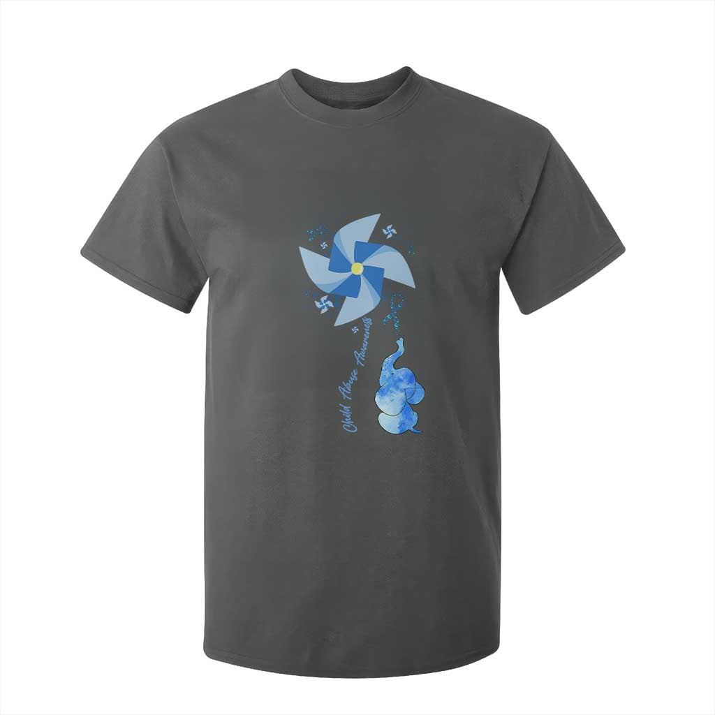 Child Abuse Prevention Awareness T Shirt For Kid Pinwheel Elephant TS11 Dark Heather Print Your Wear