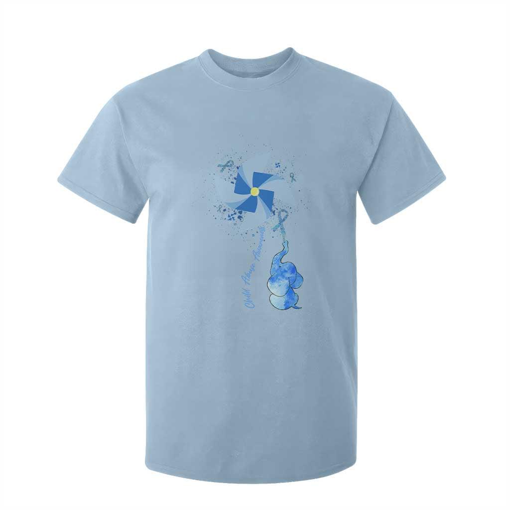 Child Abuse Prevention Awareness T Shirt For Kid Pinwheel Elephant TS11 Light Blue Print Your Wear