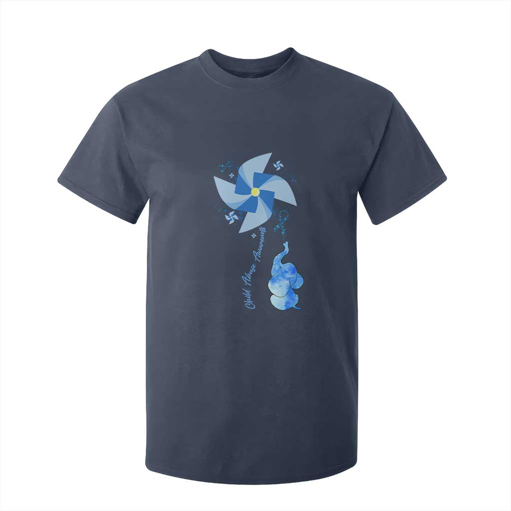 Child Abuse Prevention Awareness T Shirt For Kid Pinwheel Elephant TS11 Navy Print Your Wear