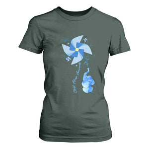 Child Abuse Prevention Awareness T Shirt For Women Pinwheel Elephant TS11 Dark Forest Green Print Your Wear