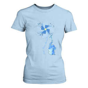 Child Abuse Prevention Awareness T Shirt For Women Pinwheel Elephant TS11 Light Blue Print Your Wear