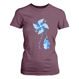 Child Abuse Prevention Awareness T Shirt For Women Pinwheel Elephant TS11 Maroon Print Your Wear