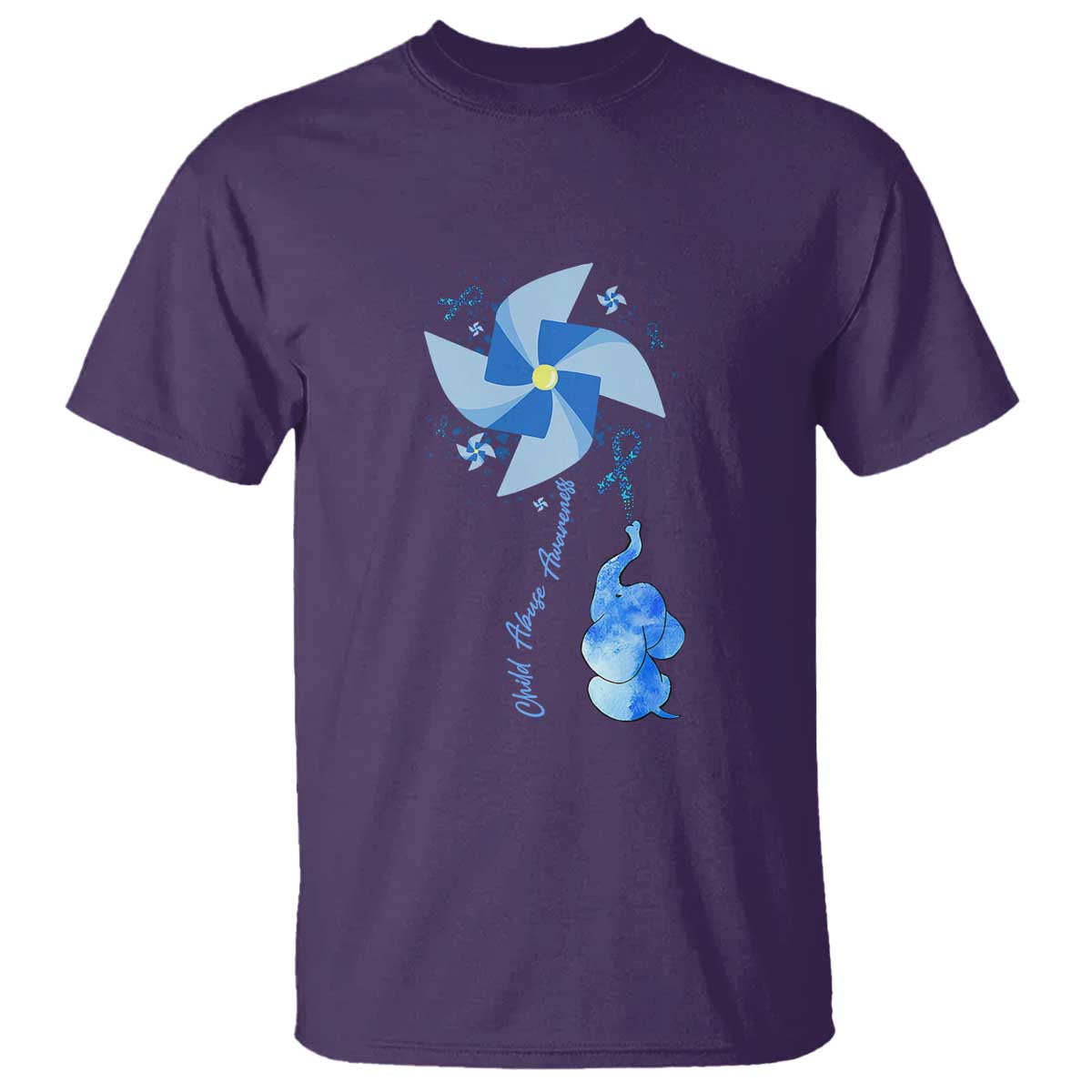 Child Abuse Prevention Awareness T Shirt Pinwheel Elephant TS11 Purple Print Your Wear