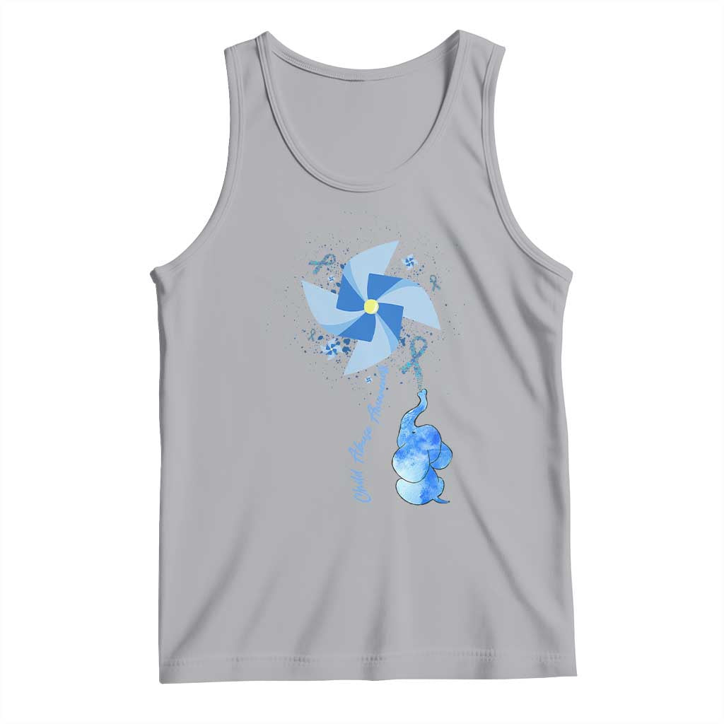Child Abuse Prevention Awareness Tank Top Pinwheel Elephant TS11 Athletic Heather Print Your Wear