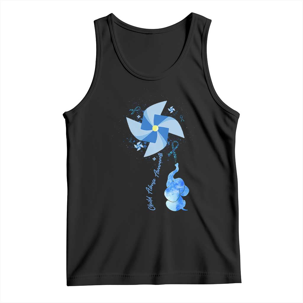 Child Abuse Prevention Awareness Tank Top Pinwheel Elephant TS11 Black Print Your Wear