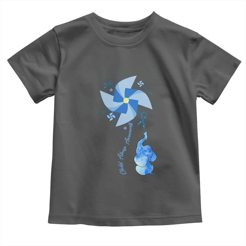Child Abuse Prevention Awareness Toddler T Shirt Pinwheel Elephant TS11 Dark Heather Print Your Wear
