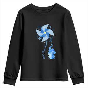 Child Abuse Prevention Awareness Youth Sweatshirt Pinwheel Elephant TS11 Black Print Your Wear