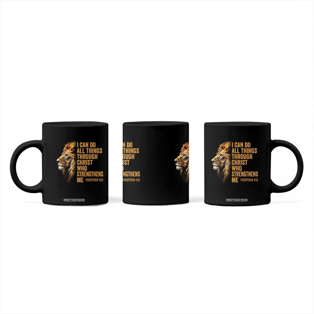 Christian Faith Coffee Mug Philippians 4:13 Religious Lion Strengthens TS02 Print Your Wear