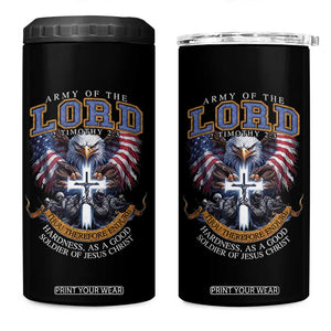 Christian Soldier 4 in 1 Can Cooler Tumbler Army Of The Lord Thou Therefore Endure Hardness As A Good Soldier TS11 One Size: 16 oz Black Print Your Wear