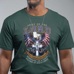 Christian Soldier T Shirt Army Of The Lord Thou Therefore Endure Hardness As A Good Soldier TS11 Dark Forest Green Print Your Wear