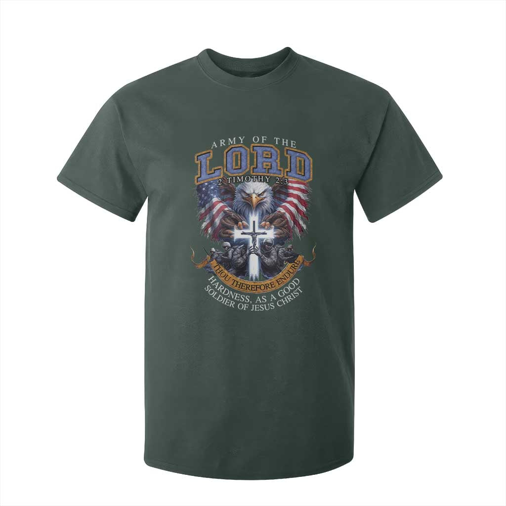 Christian Soldier T Shirt For Kid Army Of The Lord Thou Therefore Endure Hardness As A Good Soldier TS11 Dark Forest Green Print Your Wear