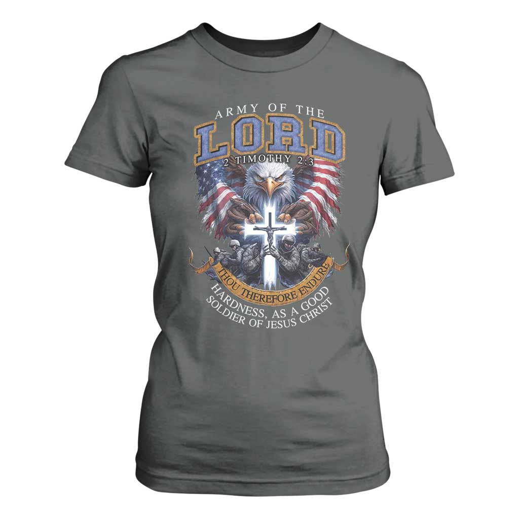 Christian Soldier T Shirt For Women Army Of The Lord Thou Therefore Endure Hardness As A Good Soldier TS11 Dark Heather Print Your Wear