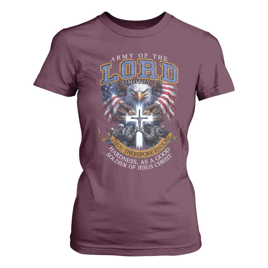 Christian Soldier T Shirt For Women Army Of The Lord Thou Therefore Endure Hardness As A Good Soldier TS11 Maroon Print Your Wear