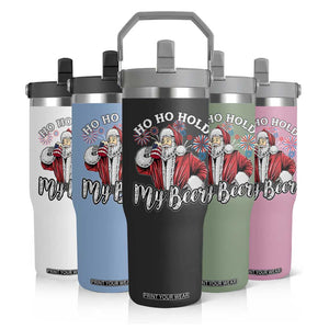 Christmas In July Flip Straw Tumbler Ho Ho Hold My Beer Summer Santa USA Flag 4th Of July TS11 Print Your Wear