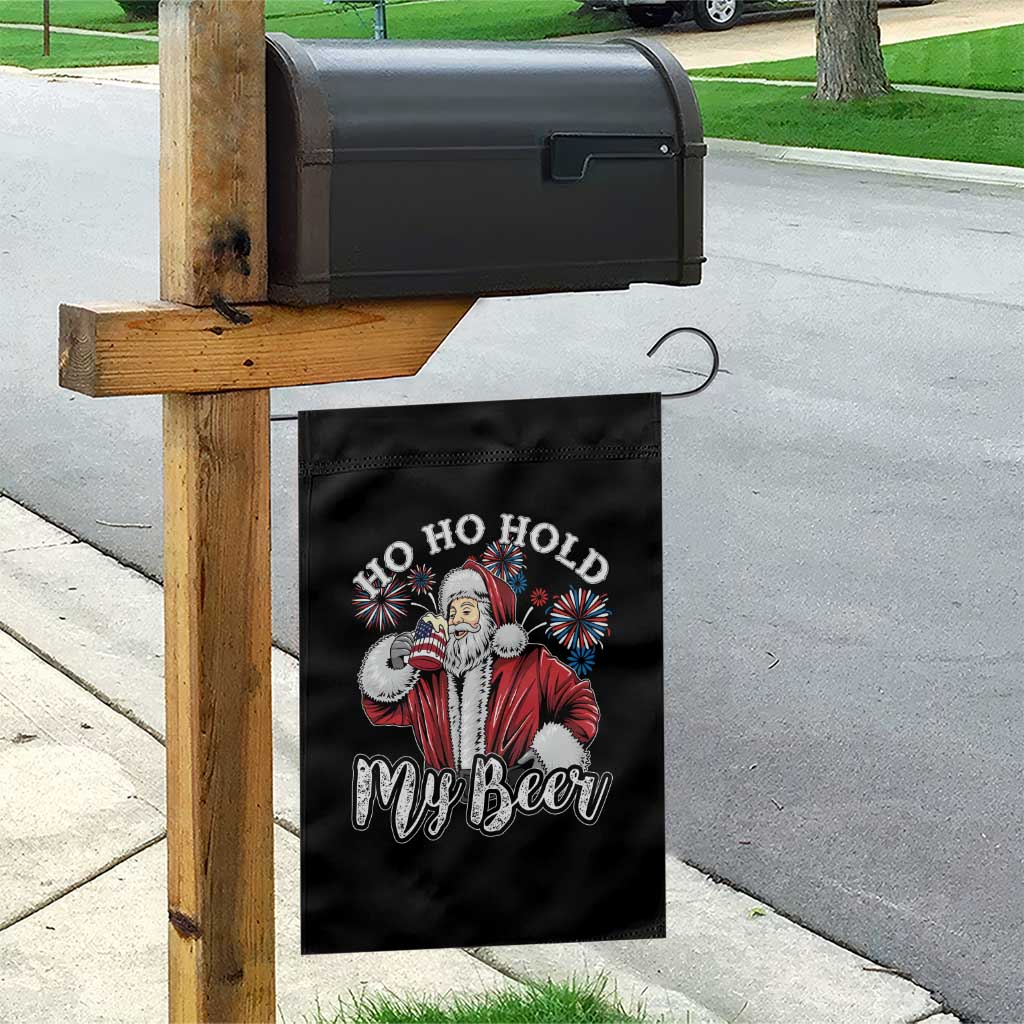 Christmas In July Garden Flag Ho Ho Hold My Beer Summer Santa USA Flag 4th Of July TS11 Print Your Wear