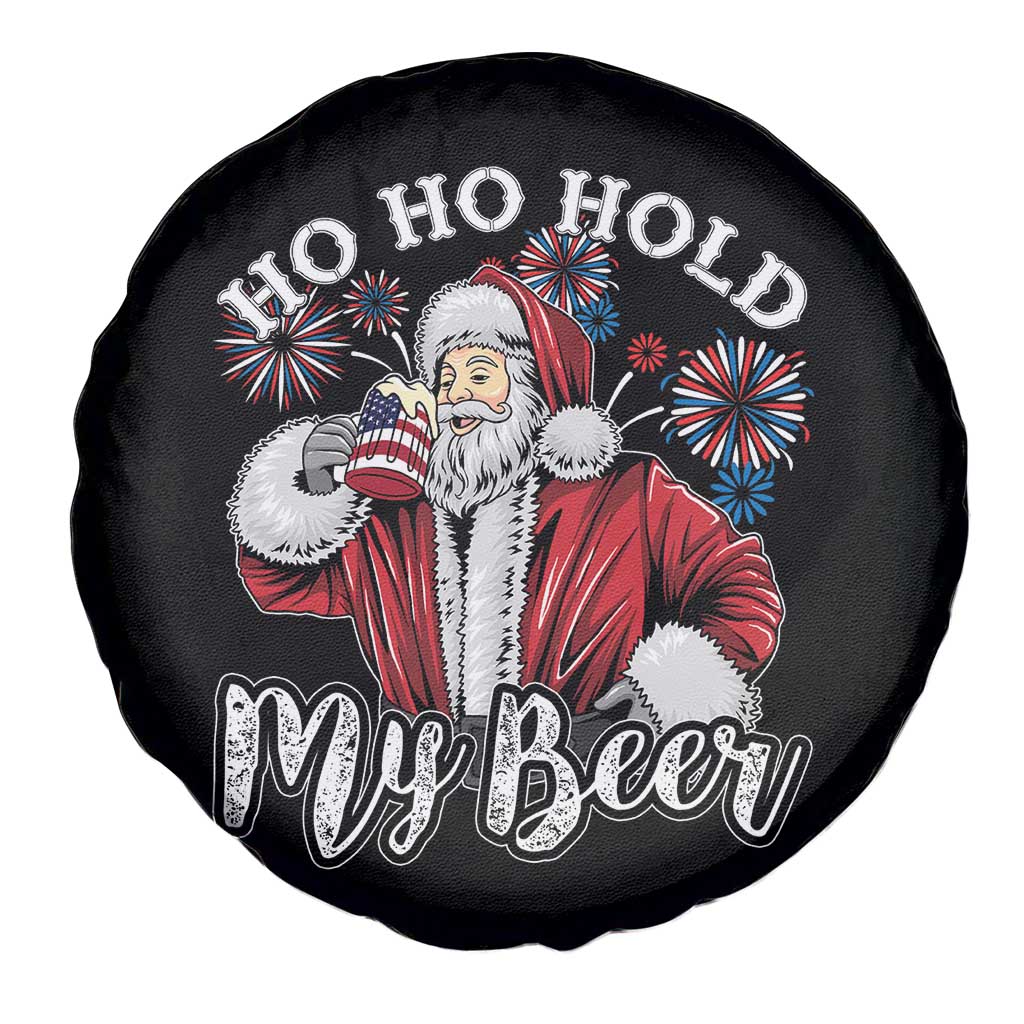 Christmas In July Spare Tire Cover Ho Ho Hold My Beer Summer Santa USA Flag 4th Of July TS11 Print Your Wear