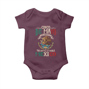 Cinco De Mayo Celebrate The Battle Of Puebla Mexico Baby Onesie Vintage Mexican Flag TS11 Maroon Print Your Wear