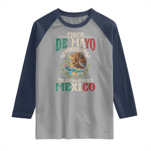 Cinco De Mayo Celebrate The Battle Of Puebla Mexico Raglan Shirt Vintage Mexican Flag TS11 Sport Gray Navy Print Your Wear