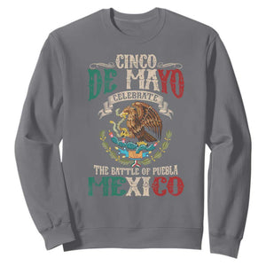 Cinco De Mayo Celebrate The Battle Of Puebla Mexico Sweatshirt Vintage Mexican Flag TS11 Charcoal Print Your Wear