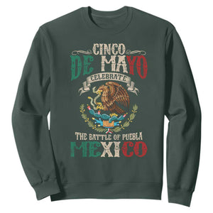 Cinco De Mayo Celebrate The Battle Of Puebla Mexico Sweatshirt Vintage Mexican Flag TS11 Dark Forest Green Print Your Wear