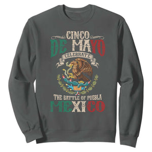Cinco De Mayo Celebrate The Battle Of Puebla Mexico Sweatshirt Vintage Mexican Flag TS11 Dark Heather Print Your Wear