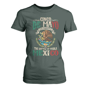 Cinco De Mayo Celebrate The Battle Of Puebla Mexico T Shirt For Women Vintage Mexican Flag TS11 Dark Forest Green Print Your Wear