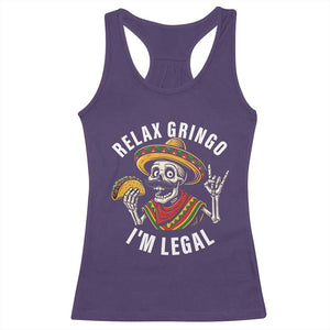 Cinco De Mayo Skeleton Racerback Tank Top Relax Gringo I'm Legal Poncho TS02 Purple Print Your Wear